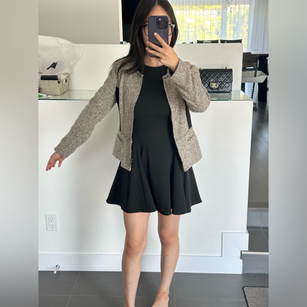 Tribal Brand Tweed Blazer with Black Contrast Panels XS